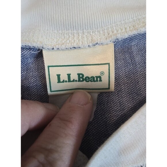 Vintage L.L.Bean Blue & White Pinstripe Long Sleeve T-Shirt Pullover Henley USA - Picture 3 of 5